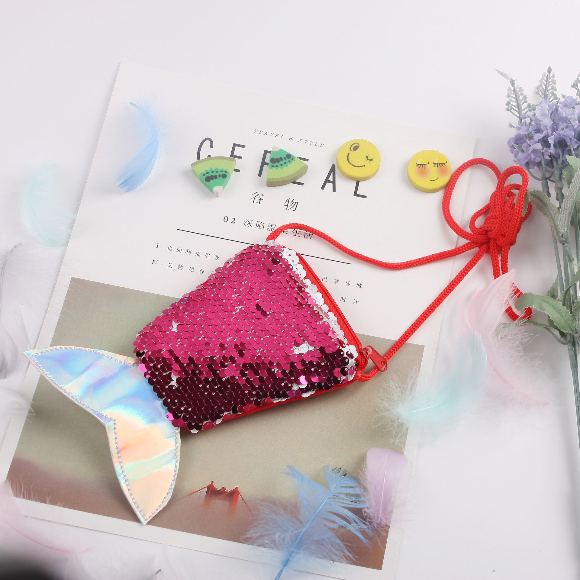 Wholesale Mermaid Tail Sequins Kids Shoulder Bag